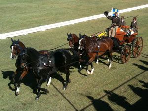 Aussie Boyd Excell taking a victory loop around the arena.